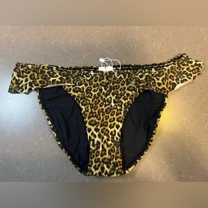 Solido Womens Leopard Print Ruffle Bikini Bottom Size Medium